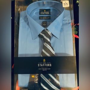 🌟Brand new in box~Men’s Stafford Regular Fit Dress Shirt & Tie Box Set